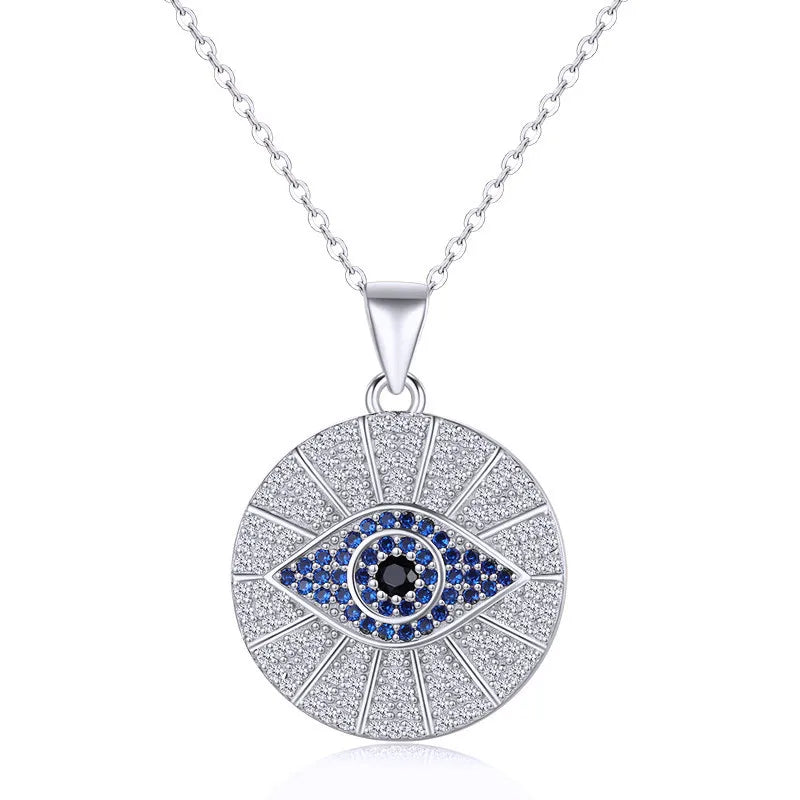 Sterling Silver Evil Eye Necklace with Zircon