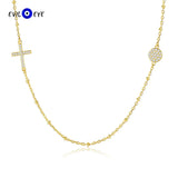 Sterling Silver Zircon Cross Evil Eye Necklace