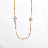 Sterling Silver Zircon Cross Evil Eye Necklace