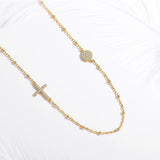 Sterling Silver Zircon Cross Evil Eye Necklace