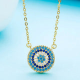 925 Silver Evil Eye Pendant Necklace Zircon Jewelry ES227
