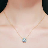 925 Silver Evil Eye Pendant Necklace Zircon Jewelry ES227