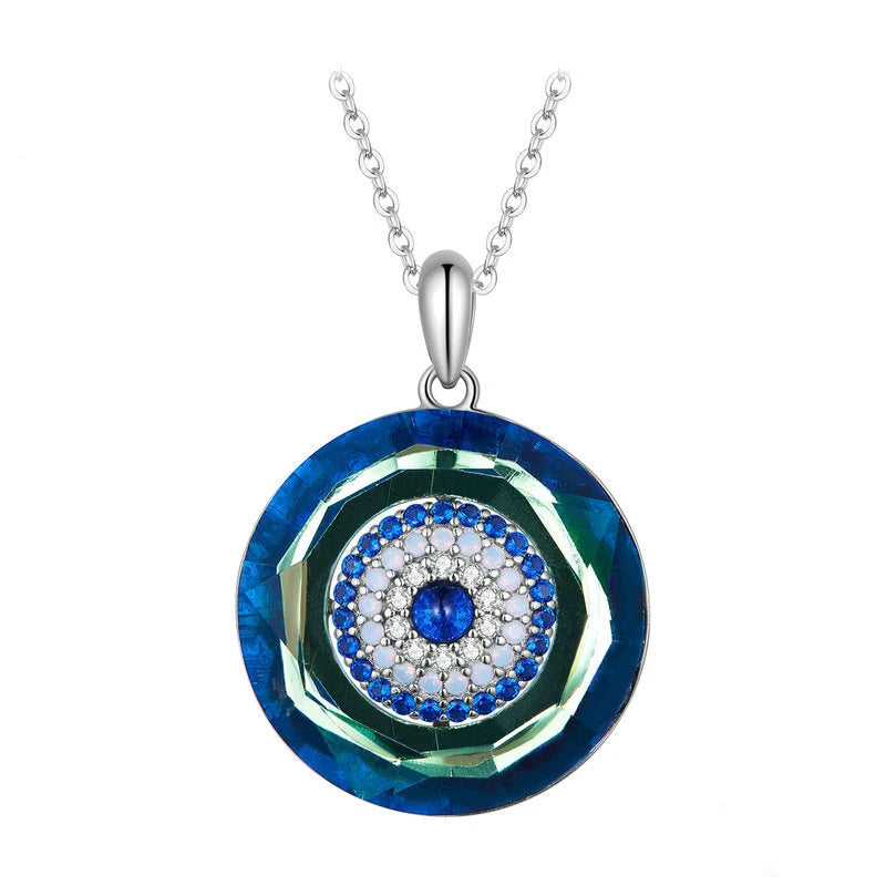 925 Sterling Silver Evil Eye Necklace with Zircon Pendant