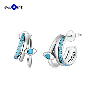S925 Sterling Silver Evil Eye Stud Earrings for Women Girls