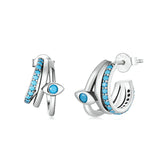 S925 Sterling Silver Evil Eye Stud Earrings for Women Girls