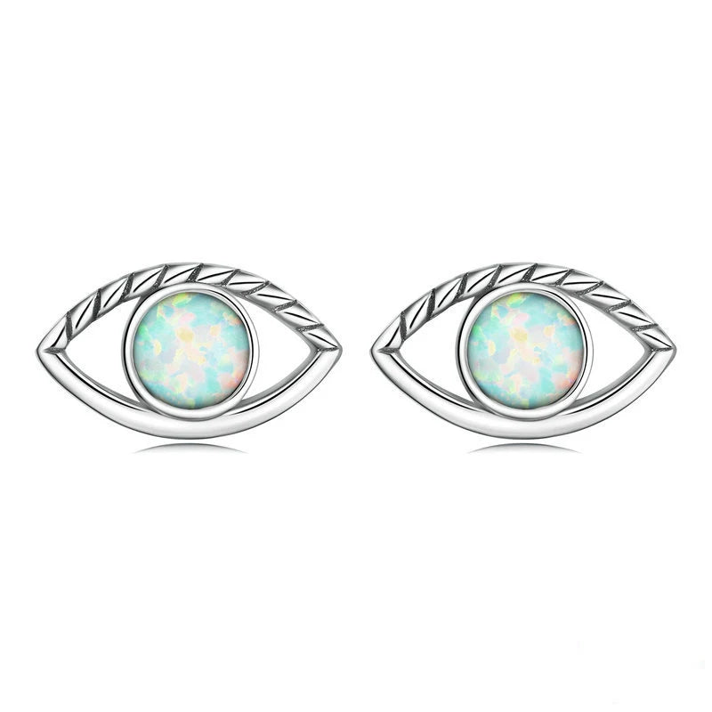 S925 Silver Evil Eye Stud Earrings for Women Men
