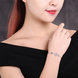 925 Silver Evil Eye Bracelet Triangle Round Charm Adjustable Bracelet