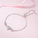 925 Silver Evil Eye Bracelet Triangle Round Charm Adjustable Bracelet