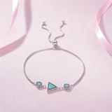 925 Silver Evil Eye Bracelet Triangle Round Charm Adjustable Bracelet