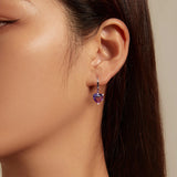 Colorful Glass Heart Drop Earrings, 925 Silver Zircon, ES215