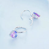 Colorful Glass Heart Drop Earrings, 925 Silver Zircon, ES215