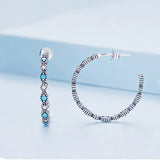 S925 Evil Eye Stud Earrings with Zircon Stone - Women Girls Men