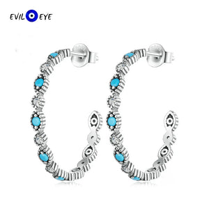 S925 Evil Eye Stud Earrings with Zircon Stone - Women Girls Men