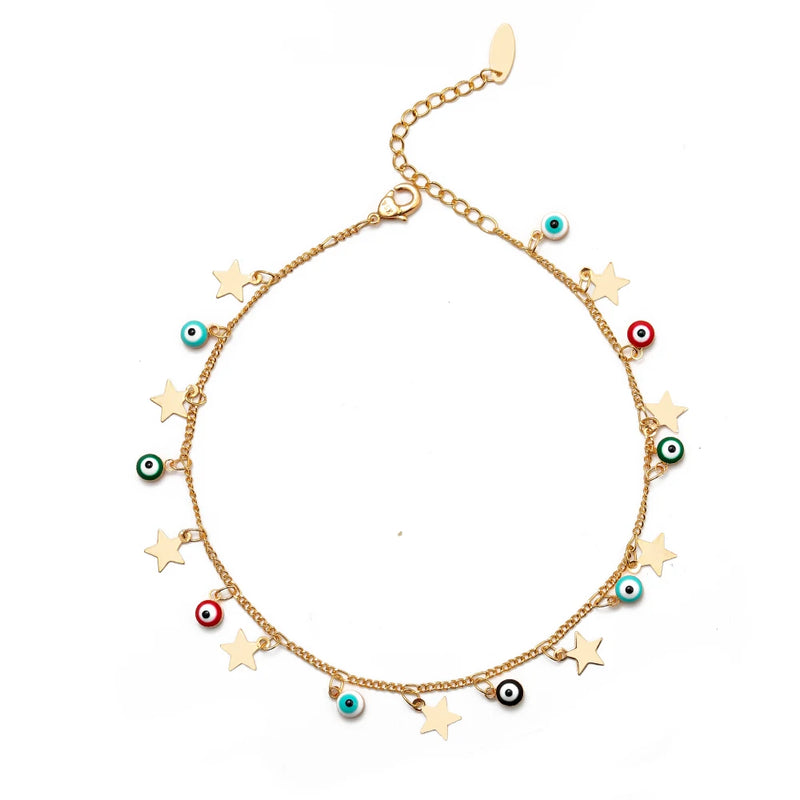 Star Charm Anklet Bracelet Foot Chain Eye Ankle Jewelry for Women EY6502