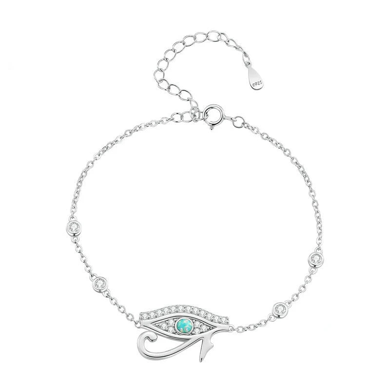 Zircon Evil Eye Charm Bracelet S925 Sterling Silver Adjustable