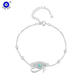 Zircon Evil Eye Charm Bracelet S925 Sterling Silver Adjustable