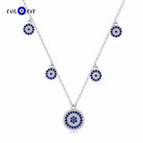 Evil Eye Round Pendant Necklace S925 Sterling Silver Micro Pave Zircon Necklace