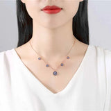 Evil Eye Round Pendant Necklace S925 Sterling Silver Micro Pave Zircon Necklace
