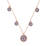 Evil Eye Round Pendant Necklace S925 Sterling Silver Micro Pave Zircon Necklace