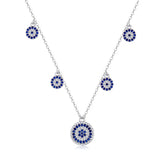 Evil Eye Round Pendant Necklace S925 Sterling Silver Micro Pave Zircon Necklace