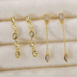 925 Silver Geometric Stud Earrings 18K Plated Dangle Women Fine Jewelry