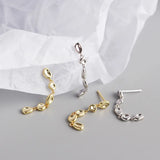 925 Silver Geometric Stud Earrings 18K Plated Dangle Women Fine Jewelry