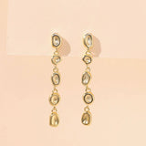 925 Silver Geometric Stud Earrings 18K Plated Dangle Women Fine Jewelry
