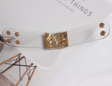 Spring Rivet Gold-plated Alloy Leather Bracelet Women Punk Transparent Bangle