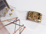 Spring Rivet Gold-plated Alloy Leather Bracelet Women Punk Transparent Bangle