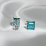 Sterling Silver Earrings Paraiba Tourmaline Birthstone Ear Studs