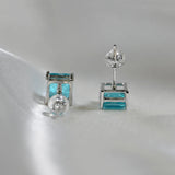 Sterling Silver Earrings Paraiba Tourmaline Birthstone Ear Studs