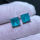 Sterling Silver Earrings Paraiba Tourmaline Birthstone Ear Studs