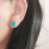 Sterling Silver Earrings Paraiba Tourmaline Birthstone Ear Studs