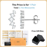 0.74CT Moissanite Stud Earrings 925 Sterling Silver Wedding Fine Jewelry