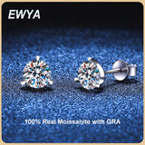 925 Silver Moissanite Stud Earrings 1ct D VVS1 Diamond Women Wedding