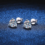 925 Silver Moissanite Stud Earrings 1ct D VVS1 Diamond Women Wedding
