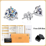 925 Silver Moissanite Stud Earrings 1ct D VVS1 Diamond Women Wedding