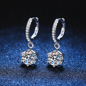 925 Silver D VVS1 Diamond Moissanite Hoop Earrings Wedding Party Jewelry