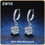 925 Silver D VVS1 Diamond Moissanite Hoop Earrings Wedding Party Jewelry