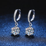 925 Silver D VVS1 Diamond Moissanite Hoop Earrings Wedding Party Jewelry