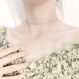 925 Silver Diamond Chokers Tennis Necklace for Women