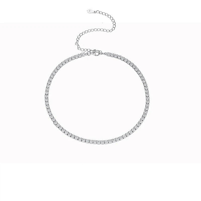 925 Silver Diamond Chokers Tennis Necklace for Women