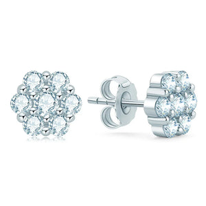 925 Sterling Silver Moissanite Stud Earrings 1.4ct Flower Women Earring