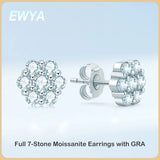 925 Sterling Silver Moissanite Stud Earrings 1.4ct Flower Women Earring