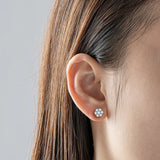 925 Sterling Silver Moissanite Stud Earrings 1.4ct Flower Women Earring