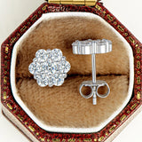 925 Sterling Silver Moissanite Stud Earrings 1.4ct Flower Women Earring