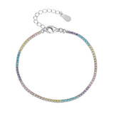 925 Silver Rainbow Diamond Bracelet Women's High Carbon Sparkling Bracelet