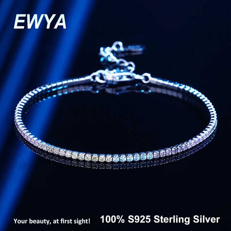 925 Silver Rainbow Diamond Bracelet Women's High Carbon Sparkling Bracelet