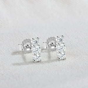 0.44CT Moissanite Screw Earrings 3 Stone S925 Silver Diamond Ear Stud Earring