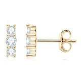 0.44CT Moissanite Screw Earrings 3 Stone S925 Silver Diamond Ear Stud Earring
